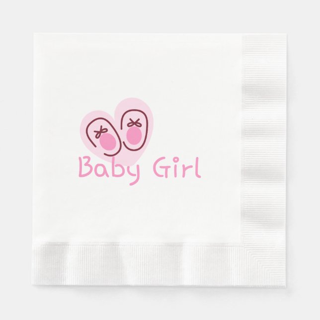 Babyflicka Rosa Skor Baby Shower Pappersservett (Framsidan)