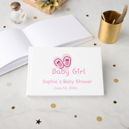 Babyflicka Rosa Skor Babyfirande Gästböcker