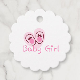 Babyflicka Rosa Skor Babyfirande Gåvor Etiketter