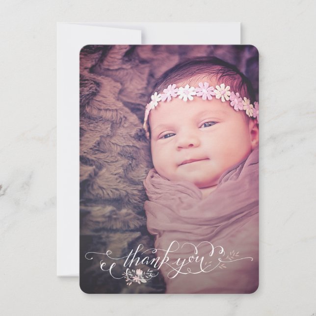 Babyflicka Sip & See Tacksamhets Meddelande om Föd (Framsida)