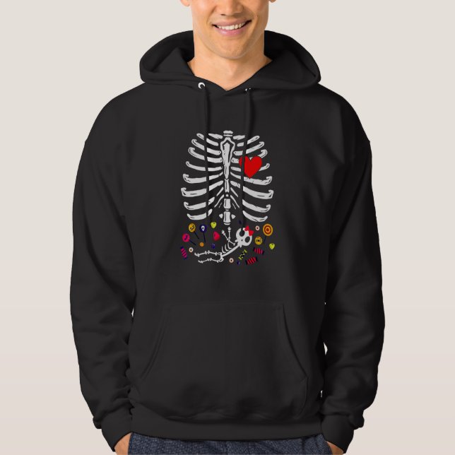 Babyflicka Skelett Graviditets Annonsering Röntgen Hoodie (Framsida)