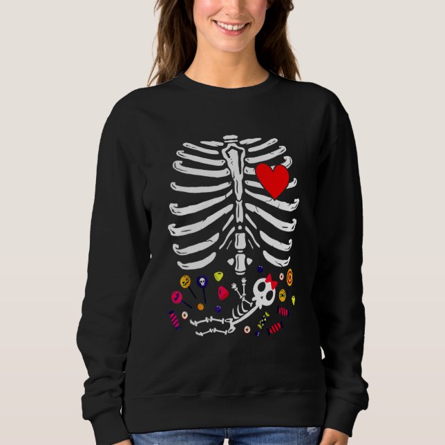 Babyflicka Skelett Graviditets Annonsering Röntgen T Shirt (Framsida)