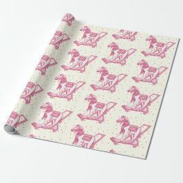 Babyflicka Vintage Rosa Käphäst Mönster Presentpapper