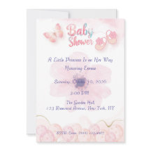 Babyflickor skor Baby Shower Inbjudan | Rosa vatte