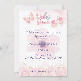 Babyflickor skor Baby Shower Inbjudan | Rosa vatte