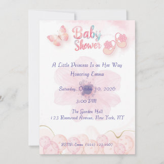 Babyflickor skor Baby Shower Inbjudan | Rosa vatte