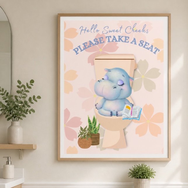 Babyflodhäst Söta Kinnar Ta En Stol Affisch (Skapare uppladdad)