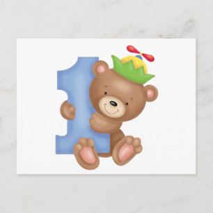 Babyfödelsedag 1 år - nalle vykort