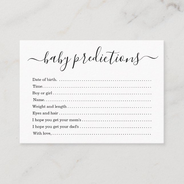Babyförutsägelsekort för den enkla baby shower - (Framsida)