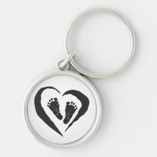 Babyfot Keychain Rund Silverfärgad Nyckelring