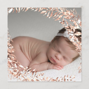 Babyfoto Blommigt Ro Guld Royal Baby Inbjudningar