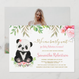 Babyfoto för Blommigt för  Rosa med kute Inbjudningar