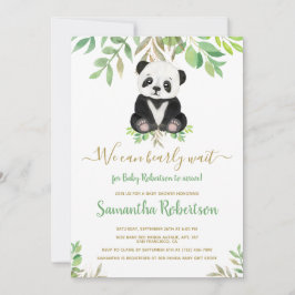 Babyfoto för Cute Bear Guld Eucalyptus Baby Shower Inbjudningar