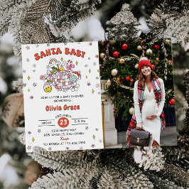 Babyfoto från Santa Baby Cute Groovy Boll Inbjudningar