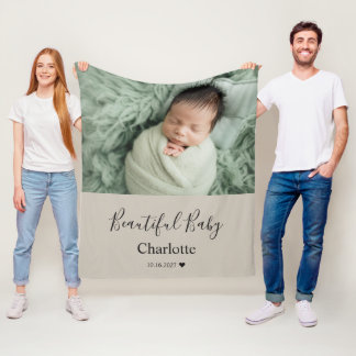 Babyfoto med anpassat namn minnessak fleecefilt