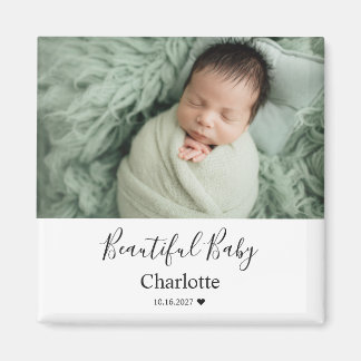 Babyfoto med anpassat namn minnessaker magnet