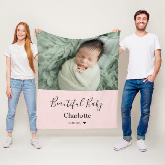 Babyfoto med anpassat namn som minne fleecefilt