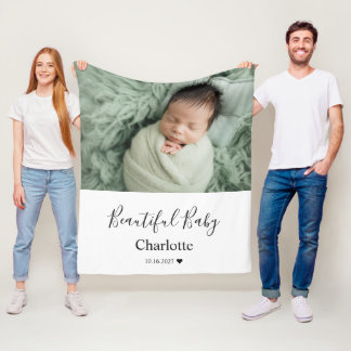 Babyfoto med anpassat namn som minne fleecefilt