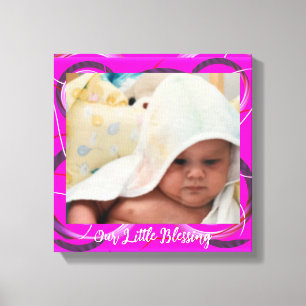 Babyfoto Rosa Abstrakt Ram Canvastryck