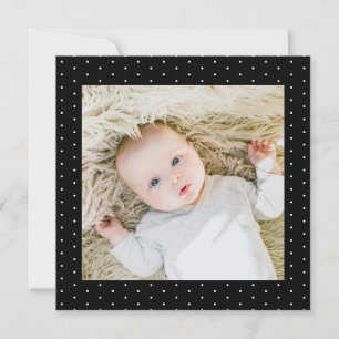 Babyfoto Svart och Vitt Små Prickar Inbjudningar