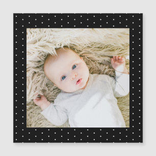 Babyfoto Svart och Vitt Små Prickar Magnetisk Inbjudningskort
