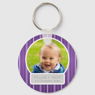Babyfotoet med känd elegant görar randig lilor nyckelring