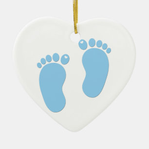 Babyfotspår. Det är en pojke Julgransprydnad Keramik
