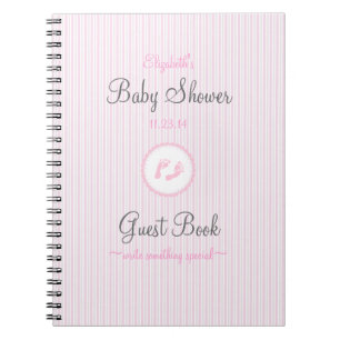 BabyFotspår-Dusch Guestbook Anteckningsbok Med Spiral
