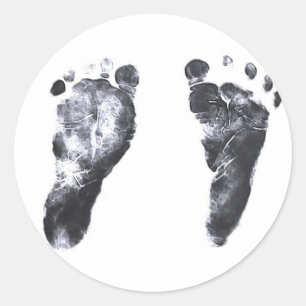 Babyfotspår Runt Klistermärke