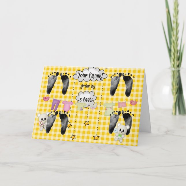 Babyfötter på Gingham Kort (Framsida)