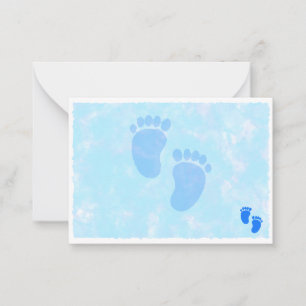 Babyfötter Pojke Baby Shower Blå Anteckningskort