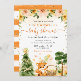 Babyfoxa för vattenfärgsfärgad cute-Blommigt Inbjudningar