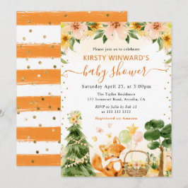 Babyfoxa för vattenfärgsfärgad cute-Blommigt Inbjudningar