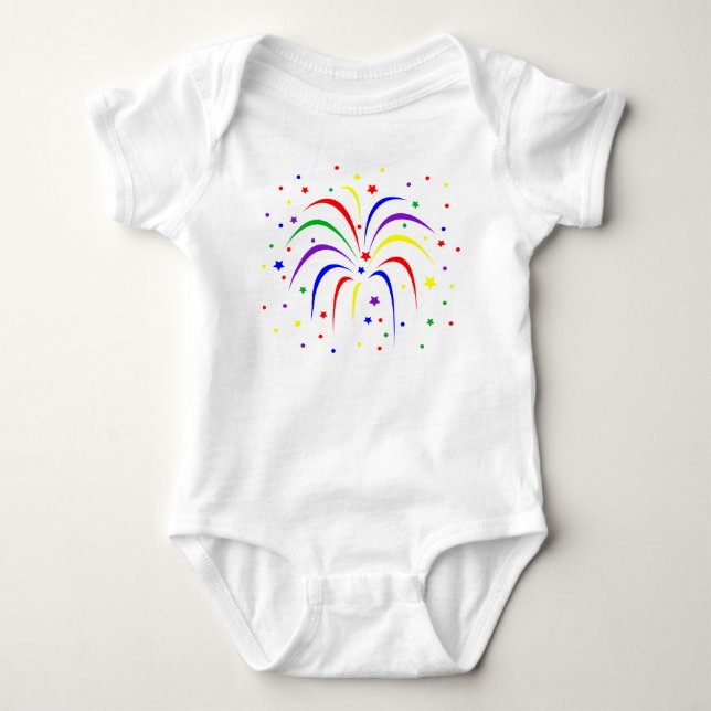 BabyfyrverkeriJersey Bodysuit T Shirt (Framsida)