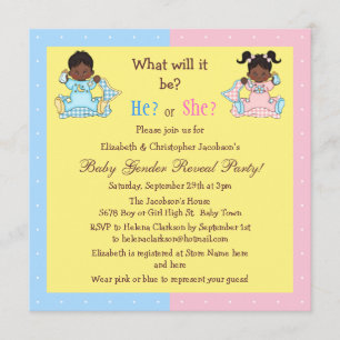 Babygender avslöjer afrikansk amerikanbabyar inbjudningar