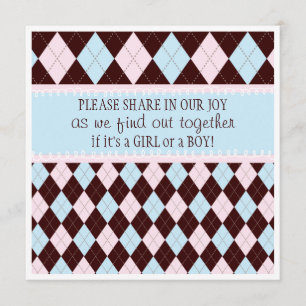 Babygender avslöjer partyet i rosor & blått Argyle Inbjudningar