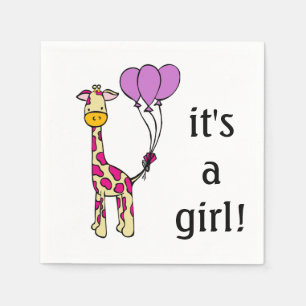 Babygiraff - det är en flicka - baby pappersservett