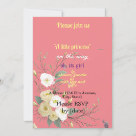BABYgirl SHOWER rosa BLOMMIGT ART Inbjudningar