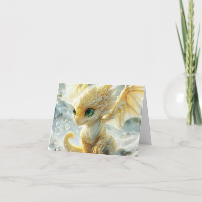 Babygul Dragon Digital konst Kort (Framsida)