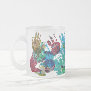 Babyhandprints med beställnings- text frostad glasmugg