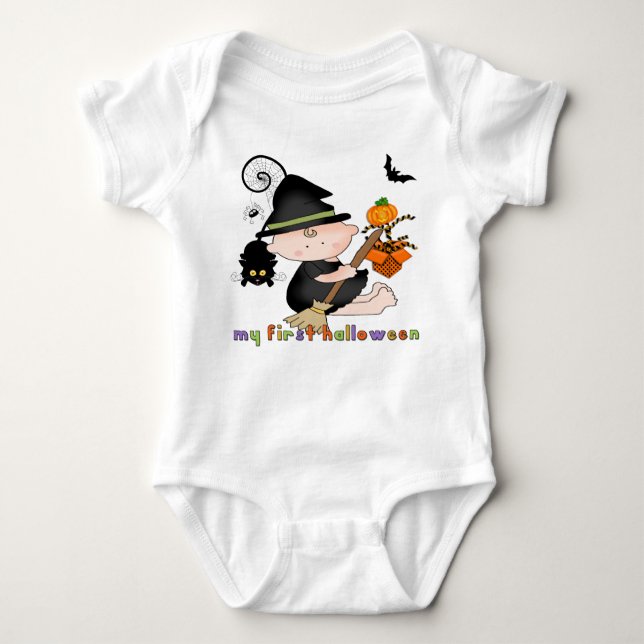 Babyhäxa min 1st Halloween spädbarnranka Tee Shirt (Framsida)
