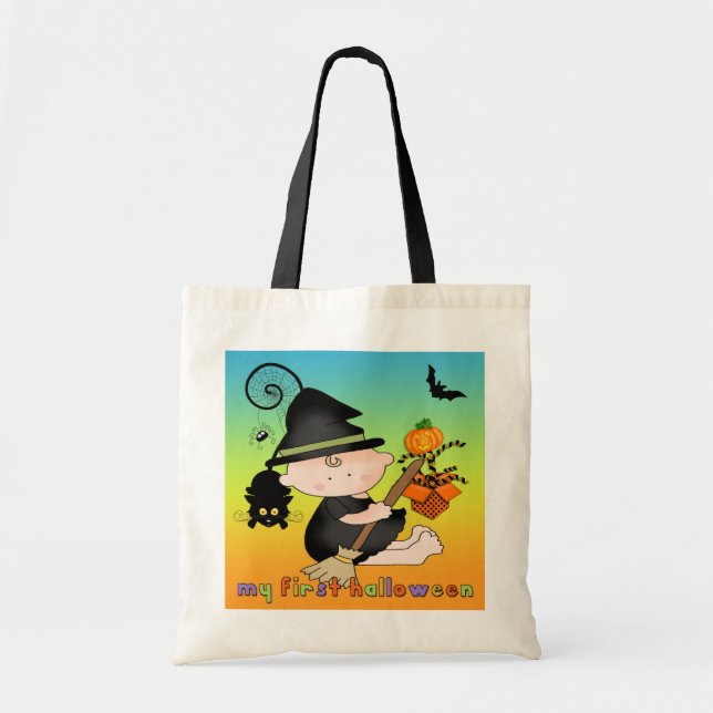 Babyhäxa som min 1st Halloween hänger lös Tygkasse (Framsidan)