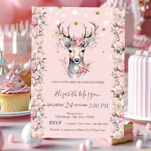 Babyhjort Blommor Julbär Stjärnor Baby Shower  Inbjudningar