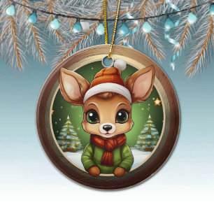 Babyhjort Rustik Dofe Karaktär Kid Julgran 🦌🎄 Julgransprydnad Keramik