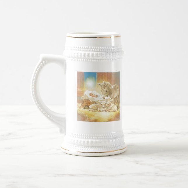 BabyJesus Nativity med Lambs och åsnan Sejdel (Vänster)