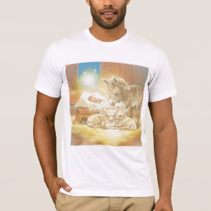 BabyJesus Nativity med Lambs och åsnan T Shirt