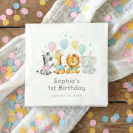 Babykalas Djur Söta 1-årsdag Pappersservett