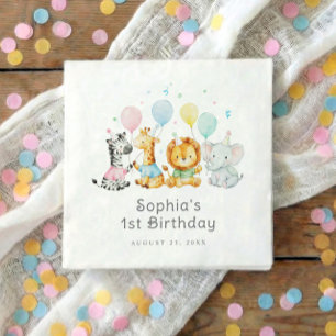 Babykalas Djur Söta 1-årsdag Pappersservett
