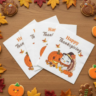 Babykalkon och pumpa firar Thanksgiving Pappersservett