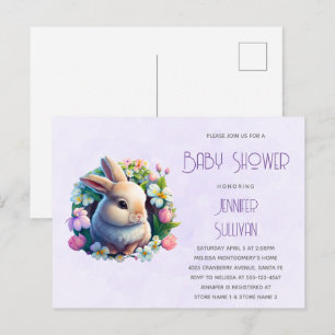 Babykanin i vårblommor Baby Shower Inbjudan Vykort